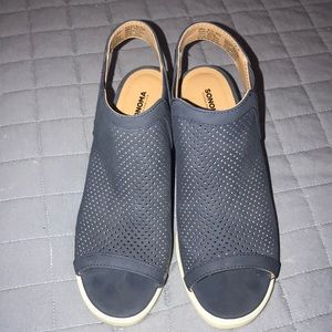 Blue wedges. Sonoma brand, blue Jean colored.
